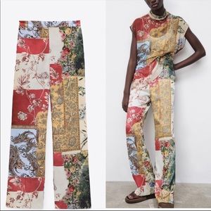 NWOT Zara Patchwork Pants | Zara Printed Pants | Size: Small